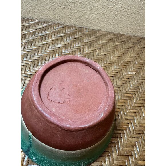 Vintage Buffalo Pottery Cerulean & Terracotta Ceramic Bowl  Decorations - Picture 5 of 6